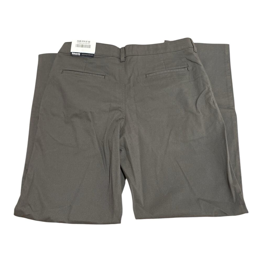 NWT Edwards Stretch Men's Gray Chino Pants Flat Front Straight Leg 32 - Picture 4 of 6